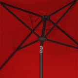 Safavieh Milan Fringe 7.5 Ft Square Crank Umbrella Red Aluminum PAT8408E