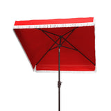 Safavieh Milan Fringe 7.5 Ft Square Crank Umbrella Red Aluminum PAT8408E