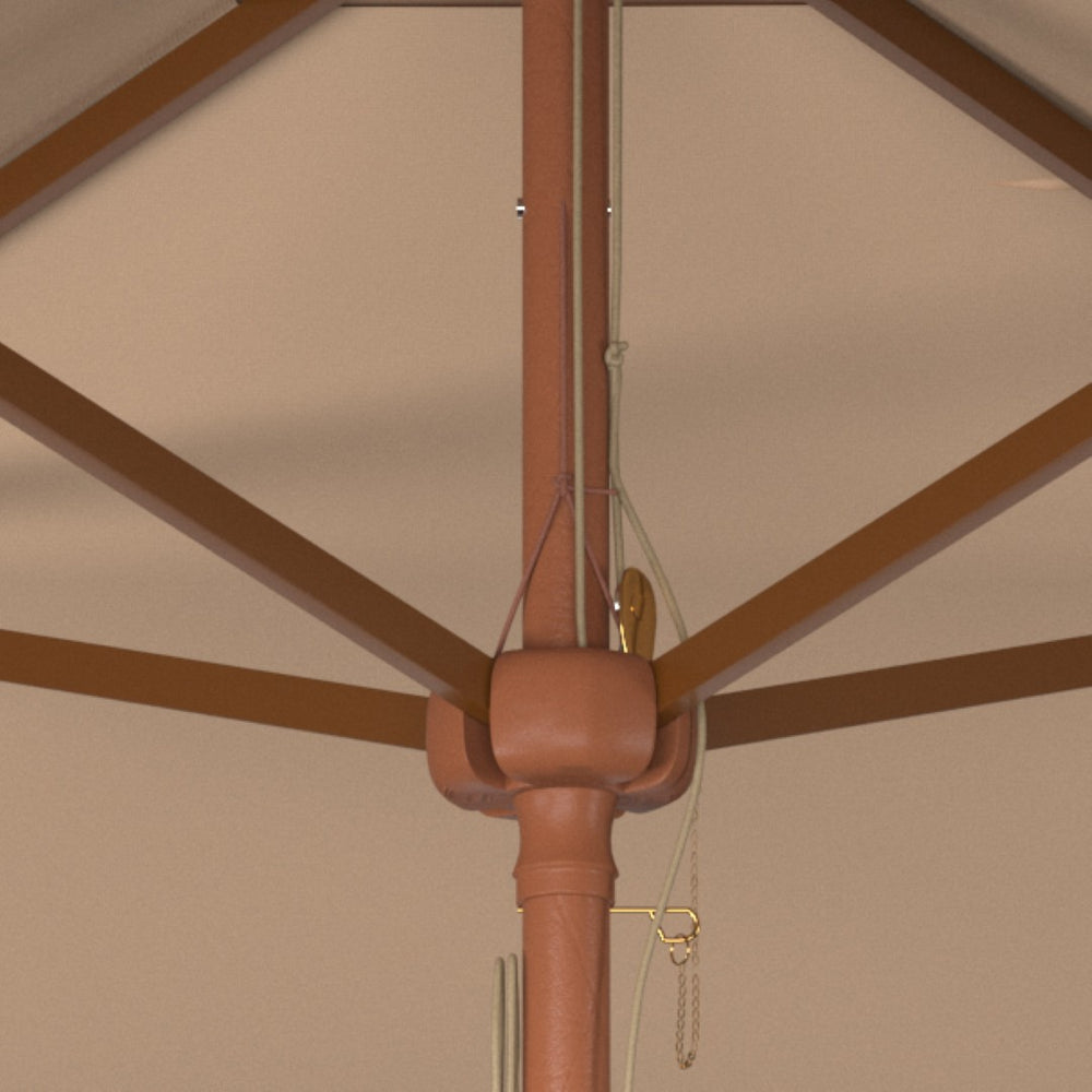 Safavieh VELOP 7.5ft Square Wooden Pulley Market Umbrella for Stylish Outdoor Shade and Protection Beige PAT8409A