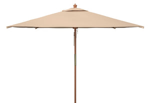 Safavieh VELOP 7.5ft Square Wooden Pulley Market Umbrella for Stylish Outdoor Shade and Protection Beige PAT8409A