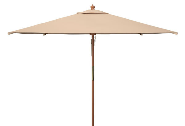 Safavieh VELOP 7.5ft Square Wooden Pulley Market Umbrella for Stylish Outdoor Shade and Protection Beige PAT8409A
