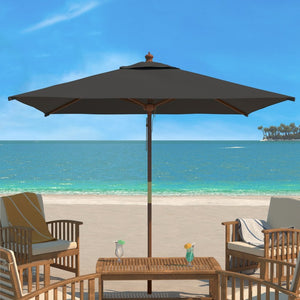 Safavieh VELOP 7.5ft Square Wooden Pulley Market Umbrella for Stylish Outdoor Shade and Protection Grey PAT8409B