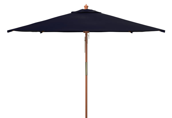 Safavieh VELOP 7.5ft Square Wooden Pulley Market Umbrella for Stylish Outdoor Shade and Protection Navy PAT8409C