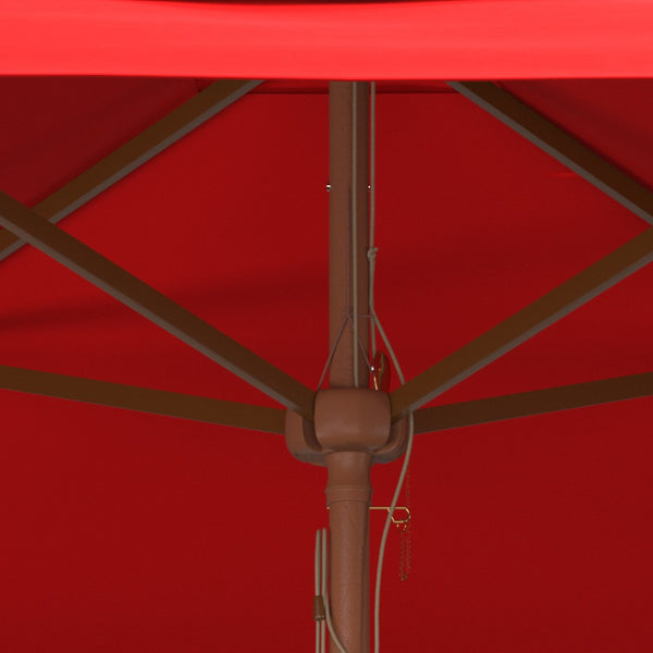 Safavieh VELOP 7.5ft Square Wooden Pulley Market Umbrella for Stylish Outdoor Shade and Protection Red PAT8409D