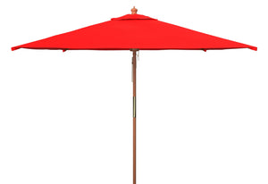 Safavieh VELOP 7.5ft Square Wooden Pulley Market Umbrella for Stylish Outdoor Shade and Protection Red PAT8409D
