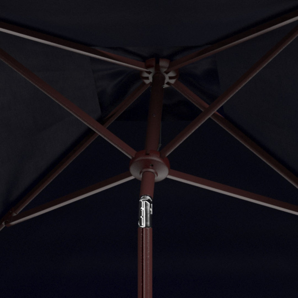 Safavieh VENICE 7.5 FT Square Crank Umbrella - Chic Outdoor Shade Solution for Patios and Poolside Retreats Navy / White PAT8410A