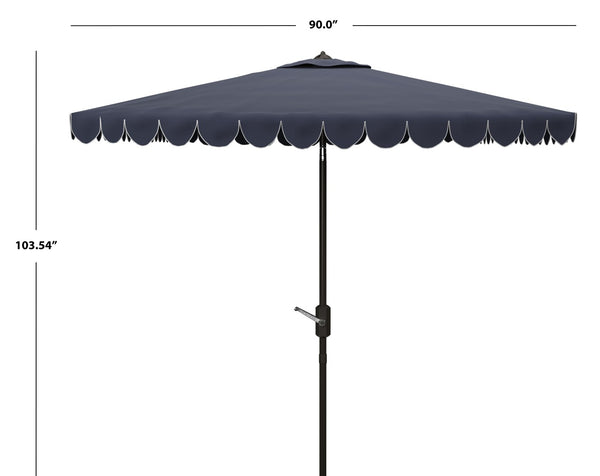 Safavieh VENICE 7.5 FT Square Crank Umbrella - Chic Outdoor Shade Solution for Patios and Poolside Retreats Navy / White PAT8410A