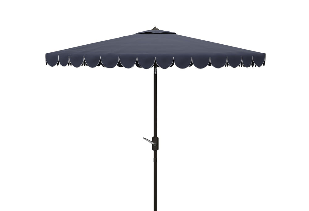 Safavieh VENICE 7.5 FT Square Crank Umbrella - Chic Outdoor Shade Solution for Patios and Poolside Retreats Navy / White PAT8410A