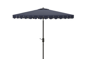 Safavieh VENICE 7.5 FT Square Crank Umbrella - Chic Outdoor Shade Solution for Patios and Poolside Retreats Navy / White PAT8410A
