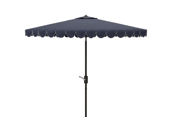 Safavieh VENICE 7.5 FT Square Crank Umbrella - Chic Outdoor Shade Solution for Patios and Poolside Retreats Navy / White PAT8410A