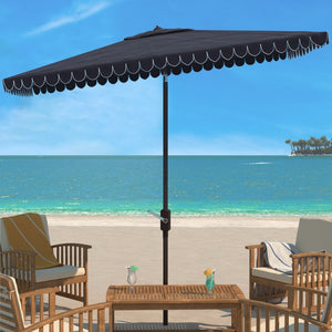 Safavieh VENICE 7.5 FT Square Crank Umbrella - Chic Outdoor Shade Solution for Patios and Poolside Retreats Navy / White PAT8410A
