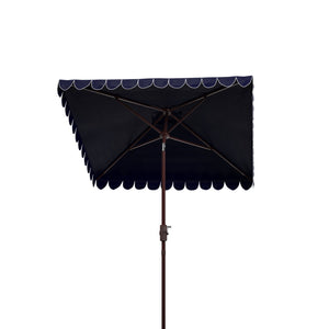 Safavieh VENICE 7.5 FT Square Crank Umbrella - Chic Outdoor Shade Solution for Patios and Poolside Retreats Navy / White PAT8410A
