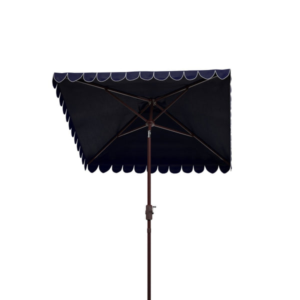 Safavieh VENICE 7.5 FT Square Crank Umbrella - Chic Outdoor Shade Solution for Patios and Poolside Retreats Navy / White PAT8410A