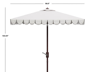 Safavieh VENICE 7.5 FT Square Crank Umbrella - Chic Outdoor Shade Solution for Patios and Poolside Retreats Ivory / Black PAT8410E