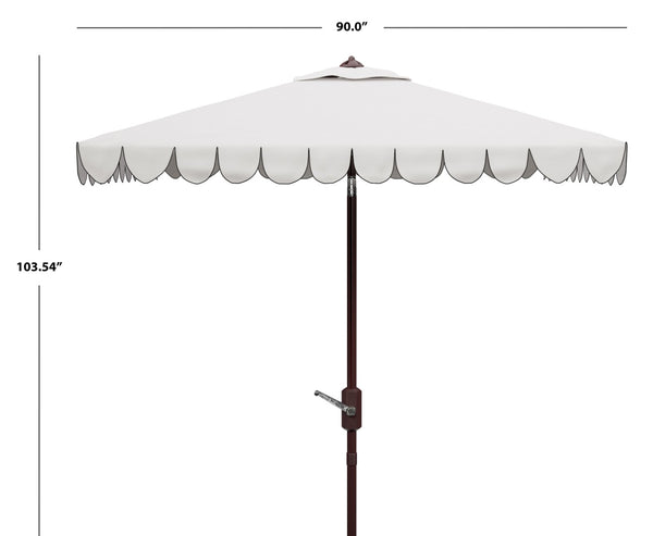 Safavieh VENICE 7.5 FT Square Crank Umbrella - Chic Outdoor Shade Solution for Patios and Poolside Retreats Ivory / Black PAT8410E