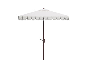 Safavieh VENICE 7.5 FT Square Crank Umbrella - Chic Outdoor Shade Solution for Patios and Poolside Retreats Ivory / Black PAT8410E