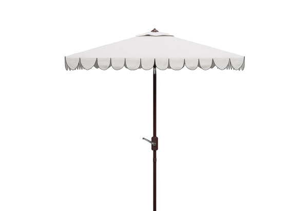 Safavieh VENICE 7.5 FT Square Crank Umbrella - Chic Outdoor Shade Solution for Patios and Poolside Retreats Ivory / Black PAT8410E