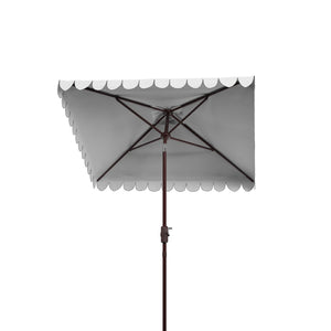 Safavieh VENICE 7.5 FT Square Crank Umbrella - Chic Outdoor Shade Solution for Patios and Poolside Retreats Ivory / Black PAT8410E
