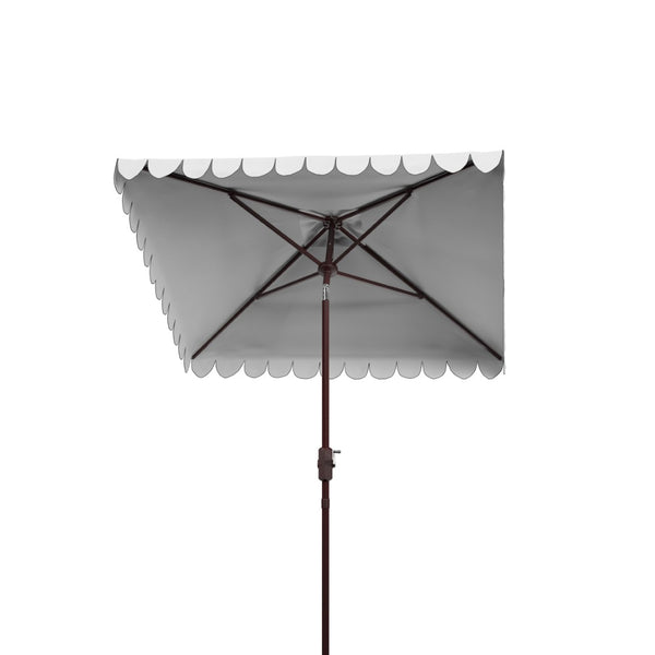 Safavieh VENICE 7.5 FT Square Crank Umbrella - Chic Outdoor Shade Solution for Patios and Poolside Retreats Ivory / Black PAT8410E