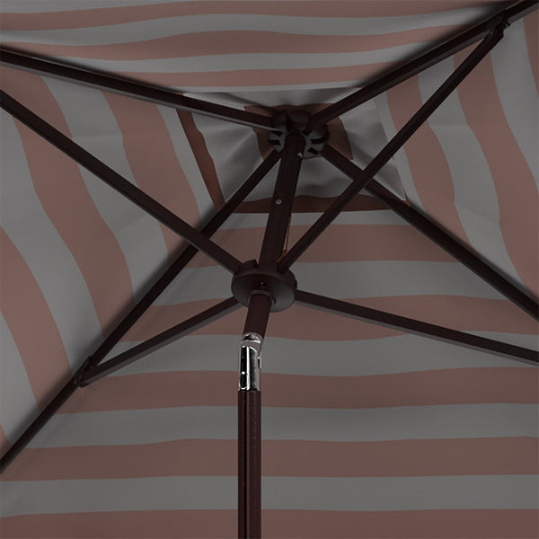 Safavieh VIENNA 7.5 FT Square Crank Umbrella - Chic Sunshade with Stylish Striped Canopy for Outdoor Spaces Beige / White PAT8411A