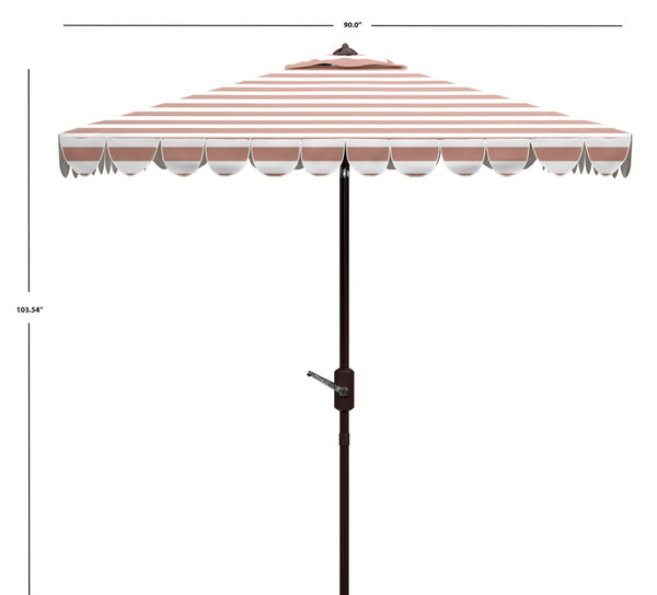 Safavieh VIENNA 7.5 FT Square Crank Umbrella - Chic Sunshade with Stylish Striped Canopy for Outdoor Spaces Beige / White PAT8411A