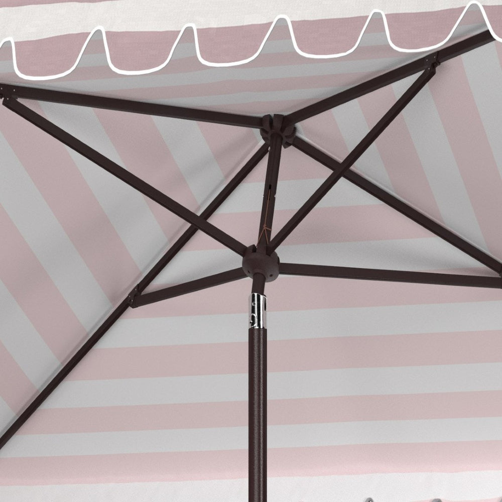 Safavieh VIENNA 7.5 FT Square Crank Umbrella - Chic Sunshade with Stylish Striped Canopy for Outdoor Spaces Grey / White PAT8411B