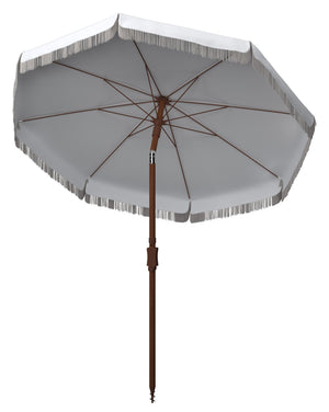 Safavieh ESTONIA 6.5 FT FRINGE BEACH UMBRELLA - Stylish Sunshade for Patios, Pools, and Sandy Shores White PAT8500A