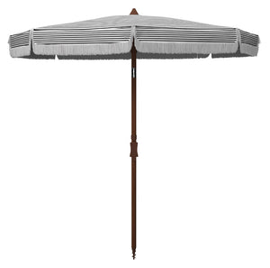 Safavieh COPEN 6.5 FT Stylish Beach Umbrella with Chic Stripes, Durable Frame, and Easy Tilt Mechanism Black / White PAT8501A