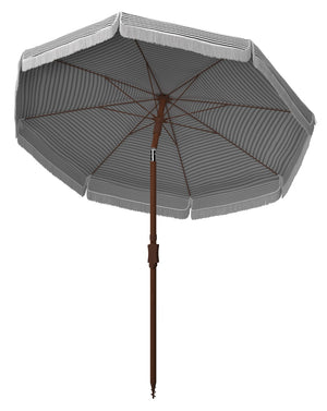 Safavieh COPEN 6.5 FT Stylish Beach Umbrella with Chic Stripes, Durable Frame, and Easy Tilt Mechanism Black / White PAT8501A