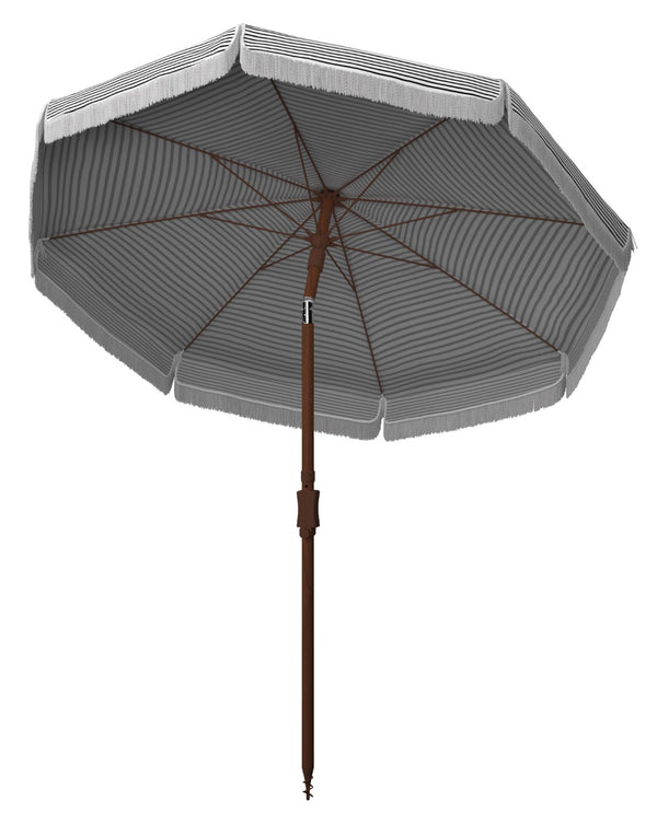 Safavieh COPEN 6.5 FT Stylish Beach Umbrella with Chic Stripes, Durable Frame, and Easy Tilt Mechanism Black / White PAT8501A