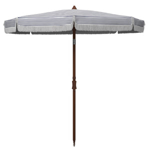 Safavieh COPEN 6.5 FT Stylish Beach Umbrella with Chic Stripes, Durable Frame, and Easy Tilt Mechanism Navy / White PAT8501B
