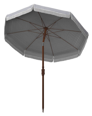 Safavieh COPEN 6.5 FT Stylish Beach Umbrella with Chic Stripes, Durable Frame, and Easy Tilt Mechanism Navy / White PAT8501B