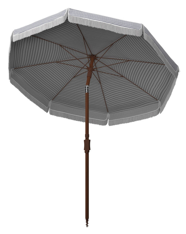 Safavieh COPEN 6.5 FT Stylish Beach Umbrella with Chic Stripes, Durable Frame, and Easy Tilt Mechanism Navy / White PAT8501B