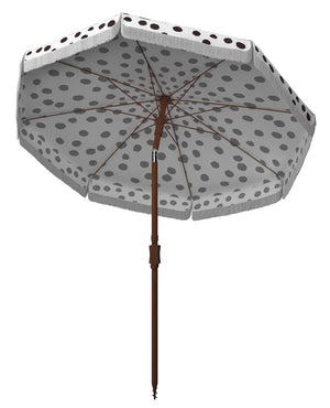 Safavieh SYDNEY 6.5 FT Beach Umbrella with Chic Polka Dot Canopy and Adjustable Tilt for Fashionable Shade Black / White PAT8502A