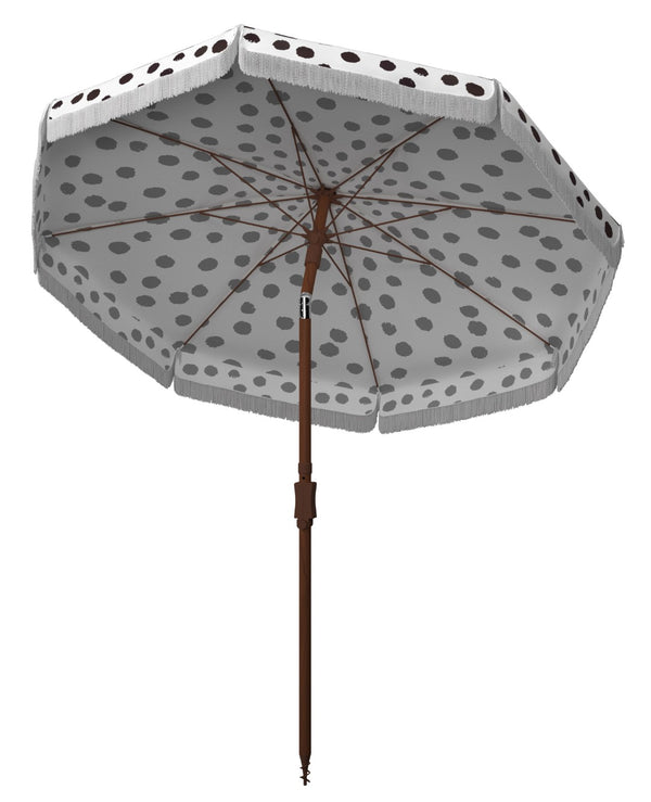 Safavieh SYDNEY 6.5 FT Beach Umbrella with Chic Polka Dot Canopy and Adjustable Tilt for Fashionable Shade Black / White PAT8502A