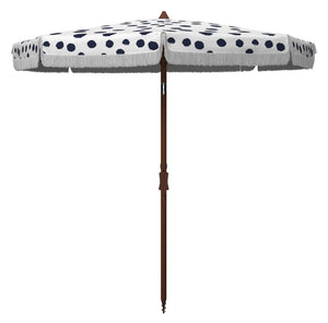 Safavieh SYDNEY 6.5 FT Beach Umbrella with Chic Polka Dot Canopy and Adjustable Tilt for Fashionable Shade Navy / White PAT8502B