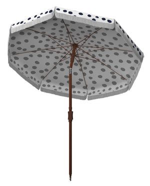 Safavieh SYDNEY 6.5 FT Beach Umbrella with Chic Polka Dot Canopy and Adjustable Tilt for Fashionable Shade Navy / White PAT8502B
