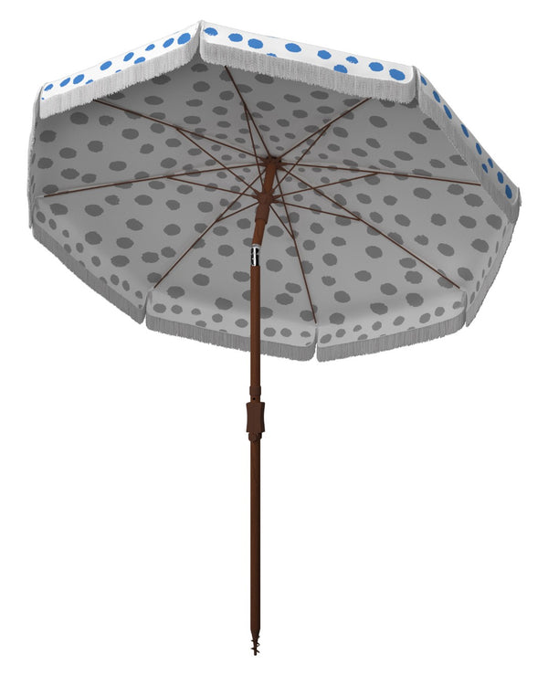 Safavieh SYDNEY 6.5 FT Beach Umbrella with Chic Polka Dot Canopy and Adjustable Tilt for Fashionable Shade Baby Blue / White PAT8502C