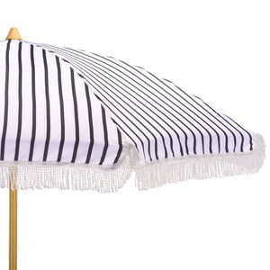 Bella 6.5 Ft Beach Umbrella With Durable Metal Frame, Classic Striped Canopy, Lightweight Portable Shade