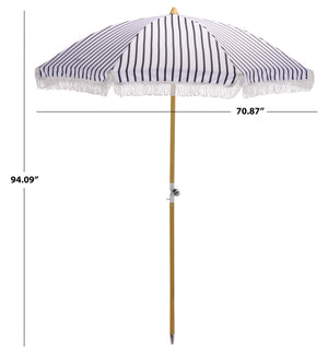 Bella 6.5 Ft Beach Umbrella With Durable Metal Frame, Classic Striped Canopy, Lightweight Portable Shade