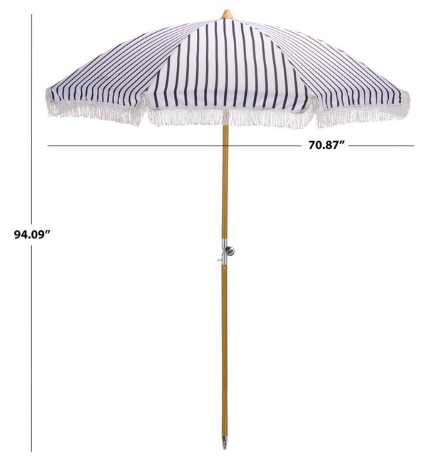 Bella 6.5 Ft Beach Umbrella With Durable Metal Frame, Classic Striped Canopy, Lightweight Portable Shade