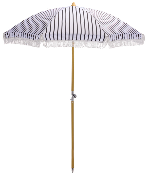Bella 6.5 Ft Beach Umbrella With Durable Metal Frame, Classic Striped Canopy, Lightweight Portable Shade