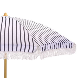 Bella 6.5 Ft Beach Umbrella With Durable Metal Frame, Classic Striped Canopy, Lightweight Portable Shade