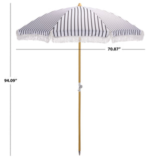 Bella 6.5 Ft Beach Umbrella With Durable Metal Frame, Classic Striped Canopy, Lightweight Portable Shade