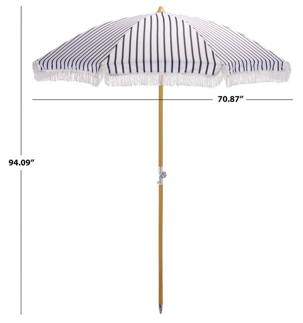 Bella 6.5 Ft Beach Umbrella With Durable Metal Frame, Classic Striped Canopy, Lightweight Portable Shade