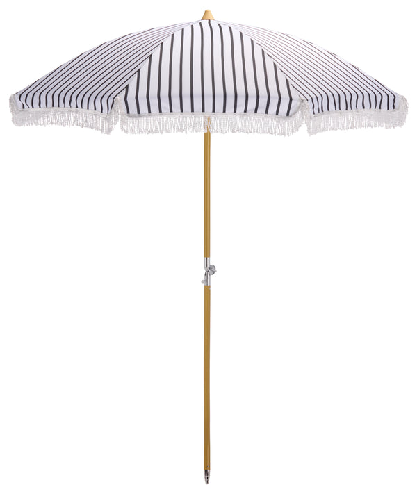 Bella 6.5 Ft Beach Umbrella With Durable Metal Frame, Classic Striped Canopy, Lightweight Portable Shade