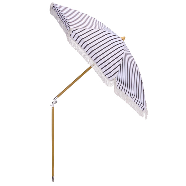 Bella 6.5 Ft Beach Umbrella With Durable Metal Frame, Classic Striped Canopy, Lightweight Portable Shade