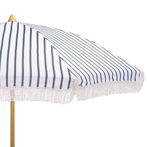 Bella 6.5 Ft Beach Umbrella With Durable Metal Frame, Classic Striped Canopy, Lightweight Portable Shade