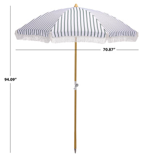 Bella 6.5 Ft Beach Umbrella With Durable Metal Frame, Classic Striped Canopy, Lightweight Portable Shade