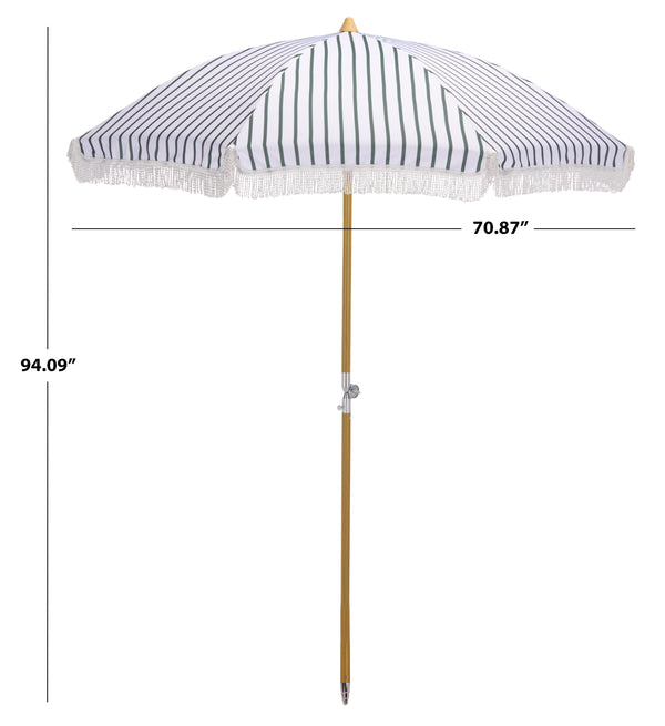 Bella 6.5 Ft Beach Umbrella With Durable Metal Frame, Classic Striped Canopy, Lightweight Portable Shade